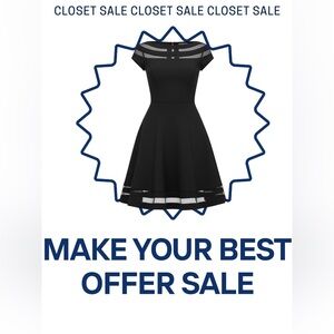 White House Black Market | Black Fit & Flare Dress with Illusion Stripe | size 4